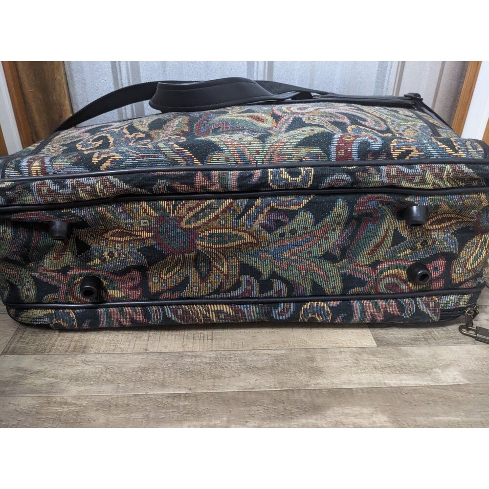 Verdi Boho Tapestry Shoulder Carry On Tote Bag 21"x15"x8" Weekend Retro Vntg - Picture 9 of 16